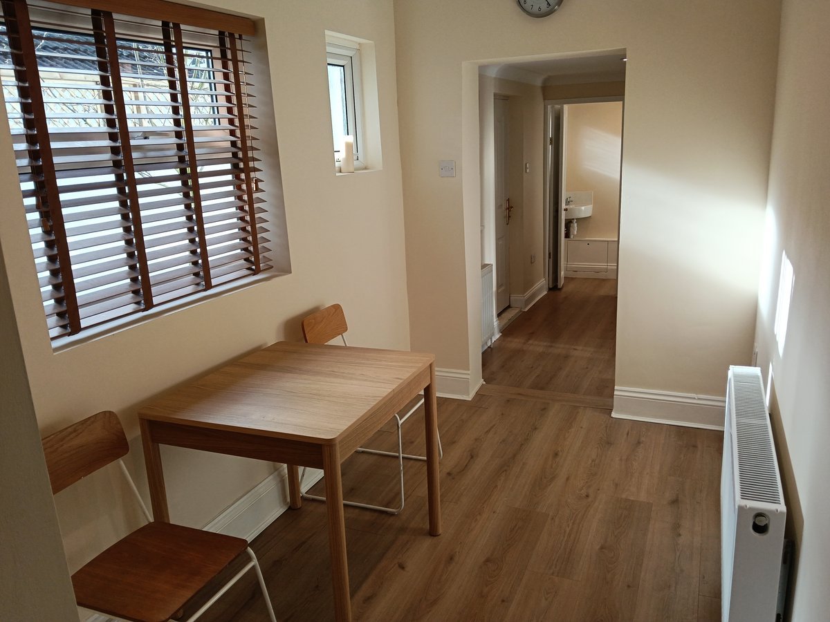 Living room with wood stove